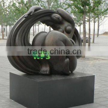 Bronze abstract fat lady sculpture