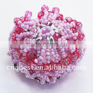 Fashion Scrunchies With Lt.rose and Red Beads,hairband