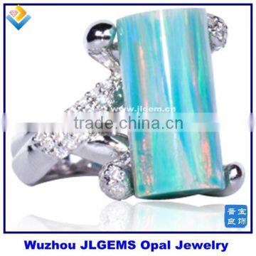 925 Sterling Silver Opal Stone Ring with 86PCS AAA CZ