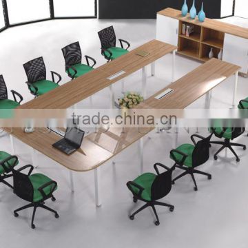 Conference table modern design, meeting table desk, metal foot meeting table with power socket (SZ-MT001)