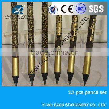 2014high quality 7inch black wood Heat transfer printing/revolving pencil available