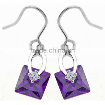 Hot Sales Unique Design Square Amethyst Dangle Earrings