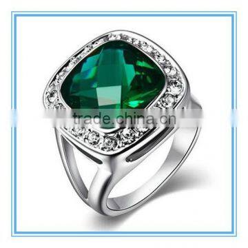 Romantic 18k White Gold Plated Emerald Jewelry Ring