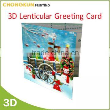 Hot Sale Change Effect Flashing Christmas Greeting Cards, 3D Lenticular Happy New Year Greeting 3D Cards