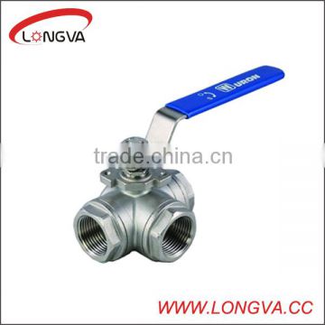 Manual handle/handle operation 3 way stainless steel female thread ball valve