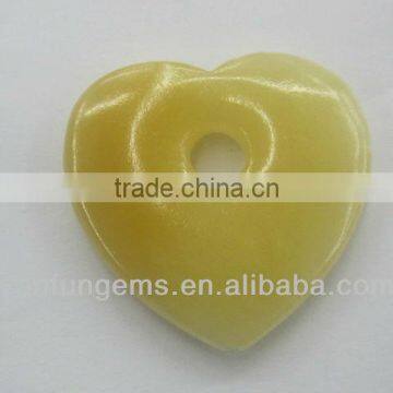 Wholesale 35x 6mm Soft Yellow Jade heart shape pendant