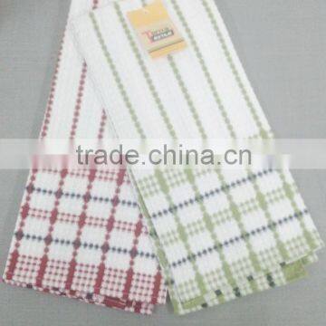 China Yarn Dyed checked or striped cotton kitchen tea towels with washing treatment