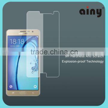 Ainy 2015 new products 0.2mm corning invisible tempered glass screen shield for Samsung Galaxy on7