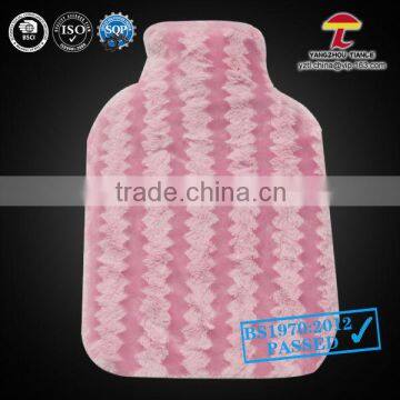 high quality 2000ml hot water bag with plush cover vertical bars