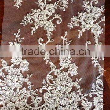 high quality embroidery beads net fabric china factory lace fabric