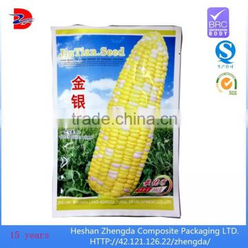 side seal food packing aluminum plastic bag, poly corn seed bag