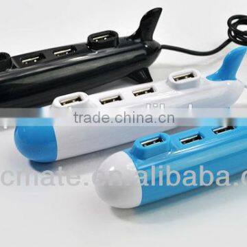 Promotional gift submarine shaped 4 port usb hub for Computer Laptop