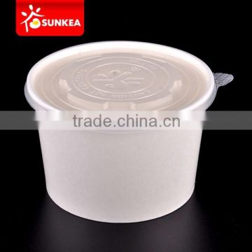 Disposable paper soup cup with plastic lid