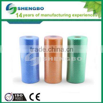 Spunlace nonwoven cleanning wipe roll 30*50cm blue green orange red