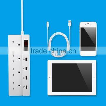 4 Way Power Strip UK Plug Outlet 4 Smart USB 5V 6A Output Power Board With CE and RoHS photo-3