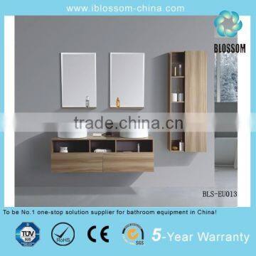 Double sink european style mirrored mdf bathroom vanities