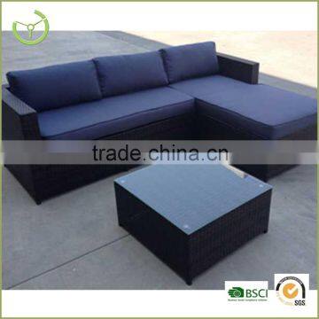 2015 4pcs garden rattan corner sofa set with coffee table