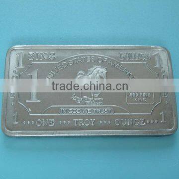 A122 1 oz 999 Fine Zinc Horse Bar