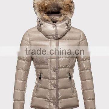 women's jacket with authentic raccon fur hood detachable,winter short down jacket