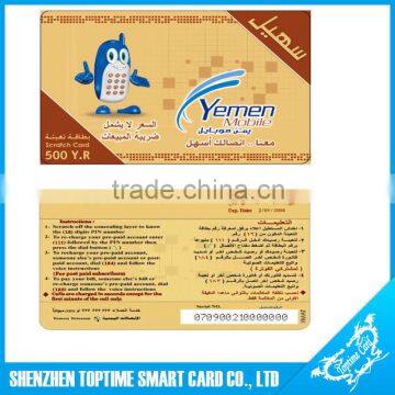 High quality prepaid scratch calling card