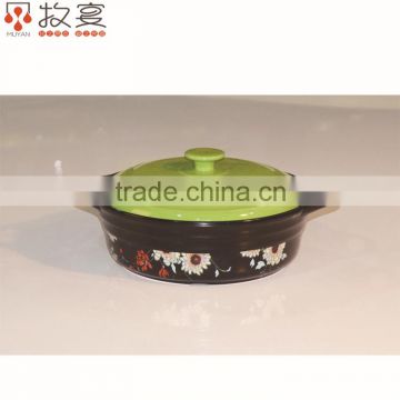 Chaozhou MUYAN ceramic heat-resistant casserole with lid flower decal oval shape