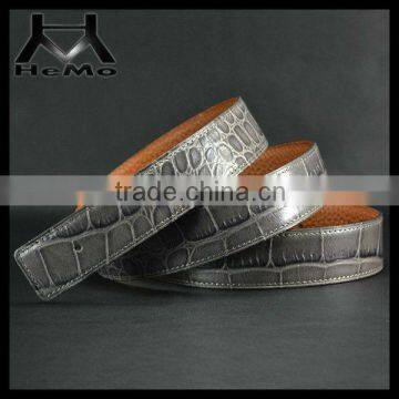 Grey color Alligator Pattern leather waist belt with sewing line