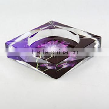 color print glassware /square crystal ashtray