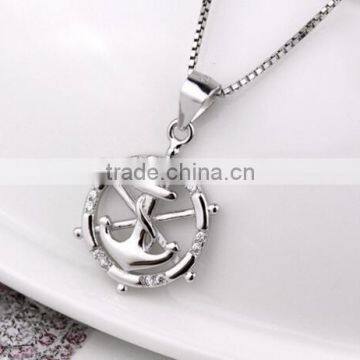 Elegant Fashion Round Circle 925 Sterling Silver Anchor Pendant Wholesale photo-2