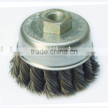 cup wire brush twisted threaded nut type