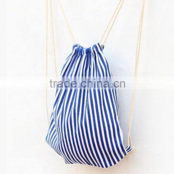 Striped printing wholesale cotton fabric drawstring bag                        
                                                                                Supplier's Choice