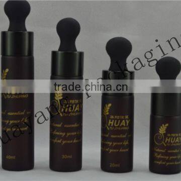 drark amber glass bottle metal black cap with different rubber