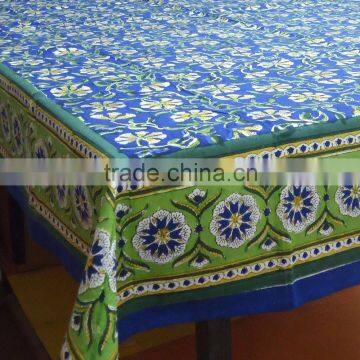 Square 150 x 150 Cms Chakri Blue Hand Block Printed Tablecloth
