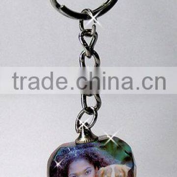 Customized 3D photo Laser engraved Crystal glass Keychain/Personalized blank key chain flashlight