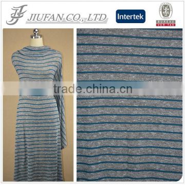 Jiufan Textile Hot Sale Fancy Fabric Polyester Rayon Fabric TR Span Stripe Fabric with Lurex