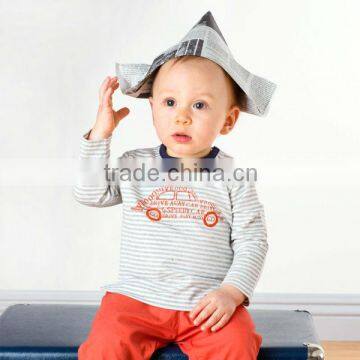 DB595 wholesale baby clothes dave bella 2014 spring 100% cotton striped babi outwear baby clothes wholesale baby T-shirt