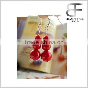 Ethnic Style Women's Vintage Silver Red Beads Drop Earrings                        
                                                Quality Choice