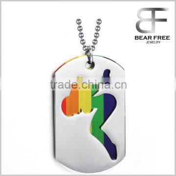 Rainbow Pride LGBT Lesbian Jewelry Square Pendant Necklaces Titanium Stainless Steel