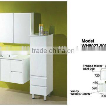 MDF / PVC White bathroom wall cabinet design WH8027-900W