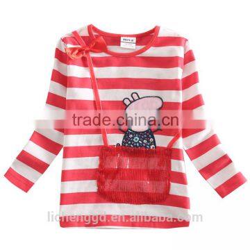 (F4565) factory girls t shirts animal embroidery children's t shirts girls clothes autumn spring nova kids clothes