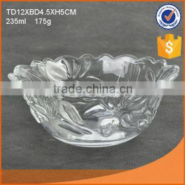 Wide mouth embossed glass bowl set with color box packing