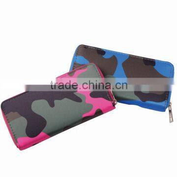 2015 FASHION LADIES CAMOUFLAGE PRINT METAL ZIP ZIPAROUND PURSE