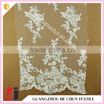 HC-5701-1 Hechun Machine Embroidery Made Sequins Pearls Spanish Bridal Lace Fabric