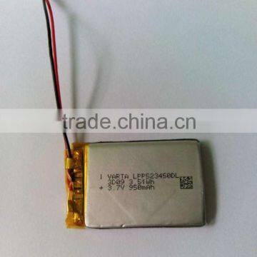 523450 3.7v 950mah rechargeable lipo battery