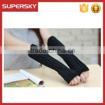 V-13 Stylish plain women new knit arm warmer fingerless mitten gloves knit arm warmer