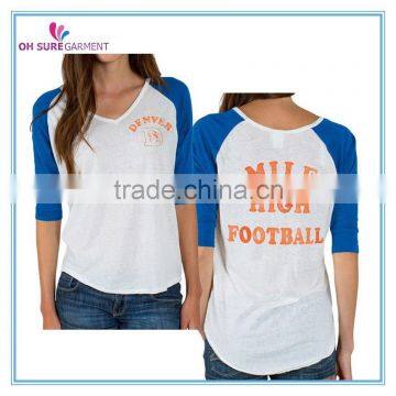 100% cotton rayon womens raglan t shirt