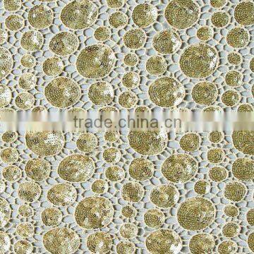 gold sequin embroidery 3mm paillette chemical lace fabric