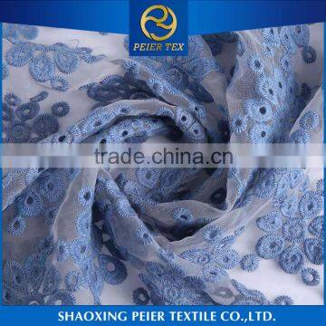 Wholesale fabric new type dress blue lace embroidery fabric