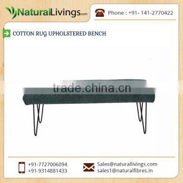 Designer Style Cotton Rug Upholstered Bench for Comfortable Sitting at Lowest Rate