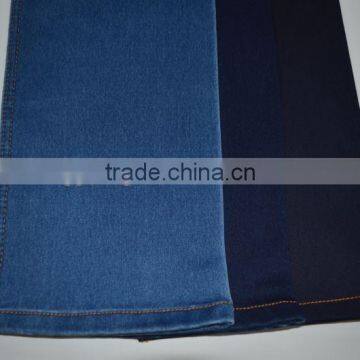 Cotton polyester stretch jeans fabric black weft yarn