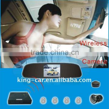 car wireless rear view bluetooth camera+mirror+sensor parking system